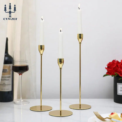 European Metal Candle Holders Set