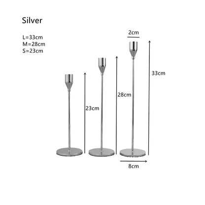 European Metal Candle Holders Set