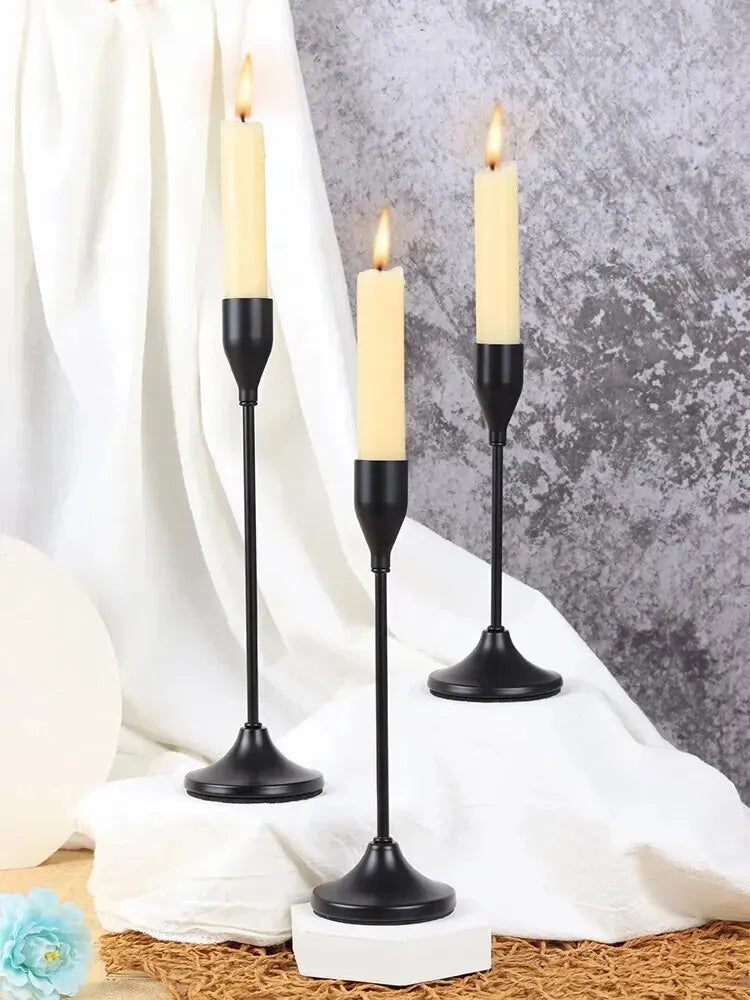 European Metal Candle Holders Set