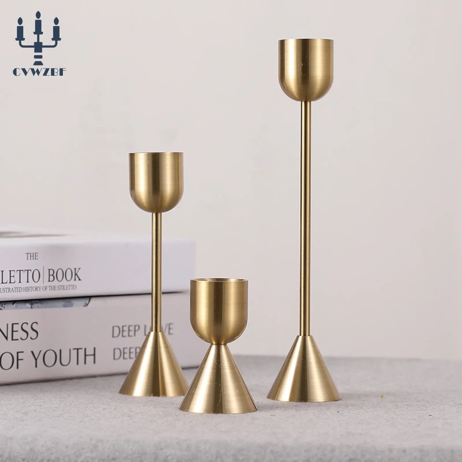 European Metal Candle Holders Set