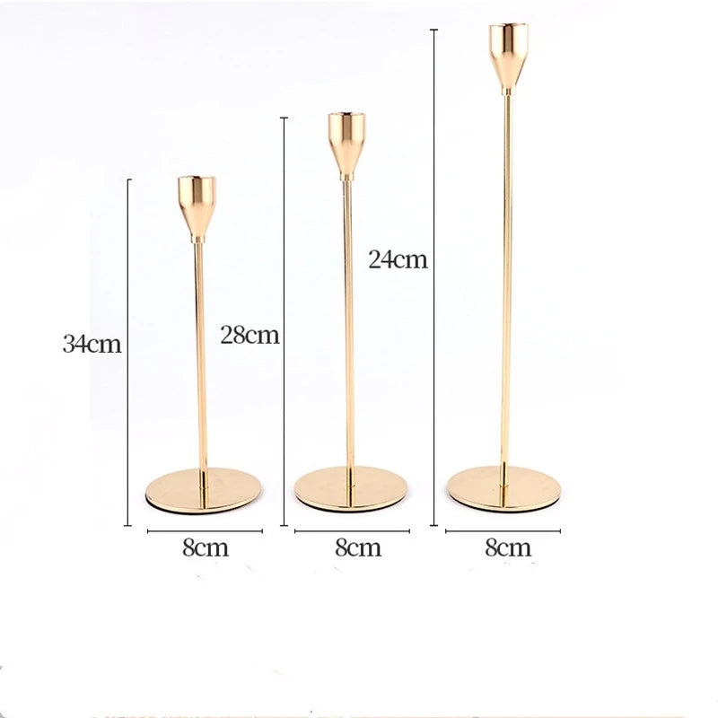 European Metal Candle Holders Set