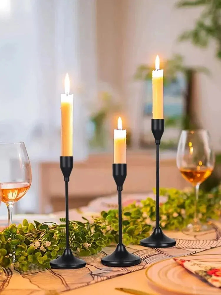 European Metal Candle Holders Set