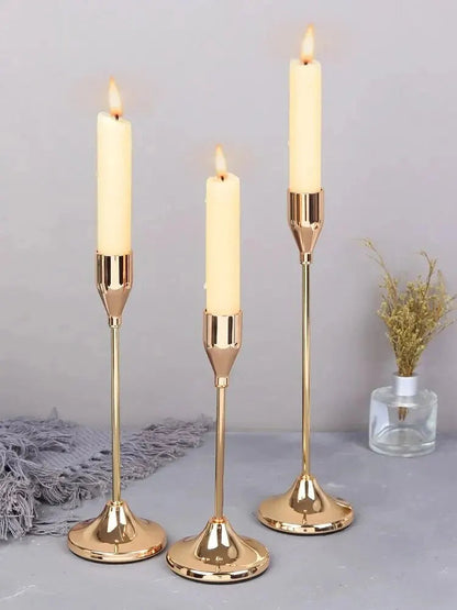 European Metal Candle Holders Set