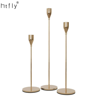 European Metal Candle Holders Set