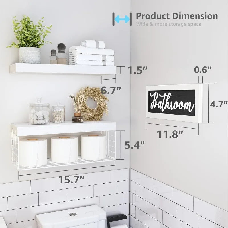 Farmhouse Bathroom Floating Shelf Set