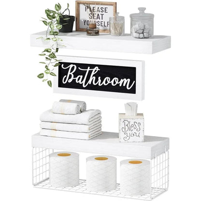 Farmhouse Bathroom Floating Shelf Set