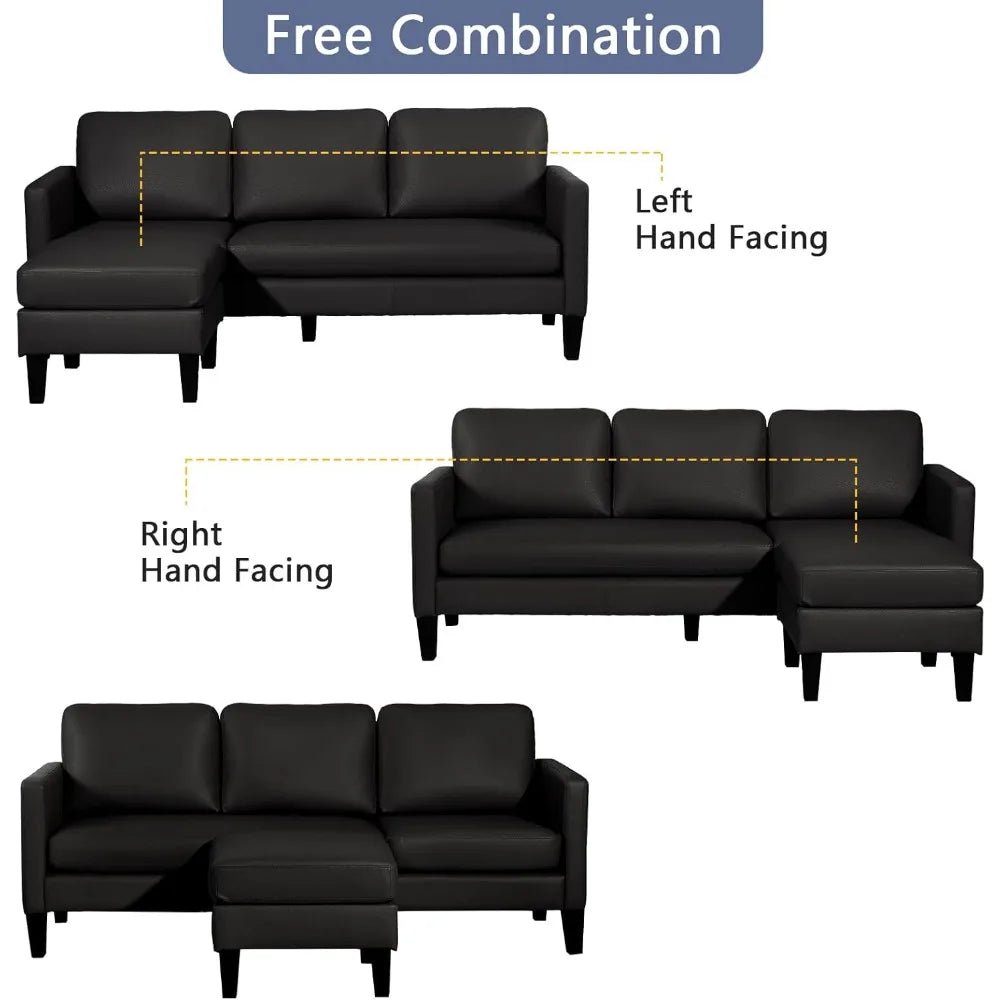 Faux Leather L-Shaped Sectional Sofa