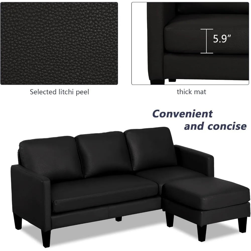 Faux Leather L-Shaped Sectional Sofa