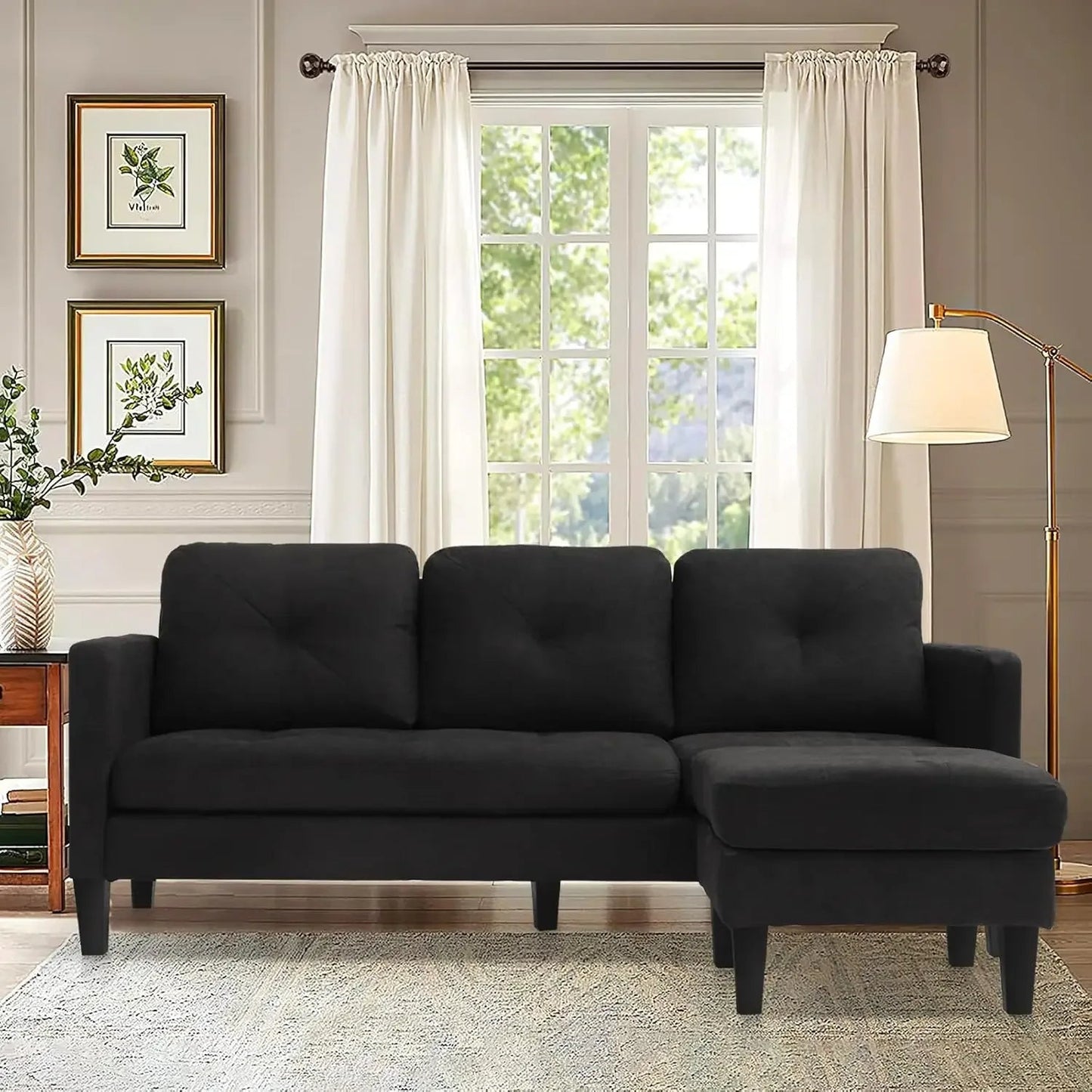 Faux Leather L-Shaped Sectional Sofa