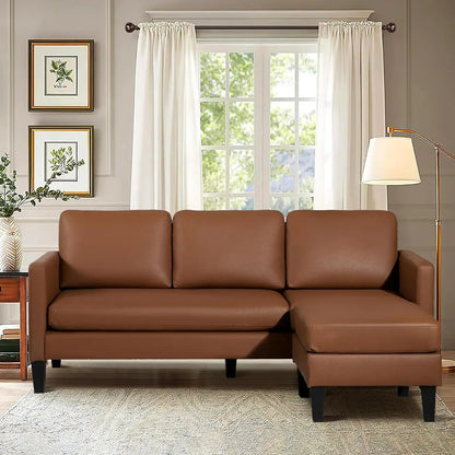 Faux Leather L-Shaped Sectional Sofa