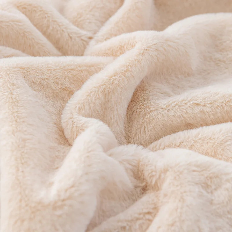 Faux Rabbit Fleece Throw Blanket