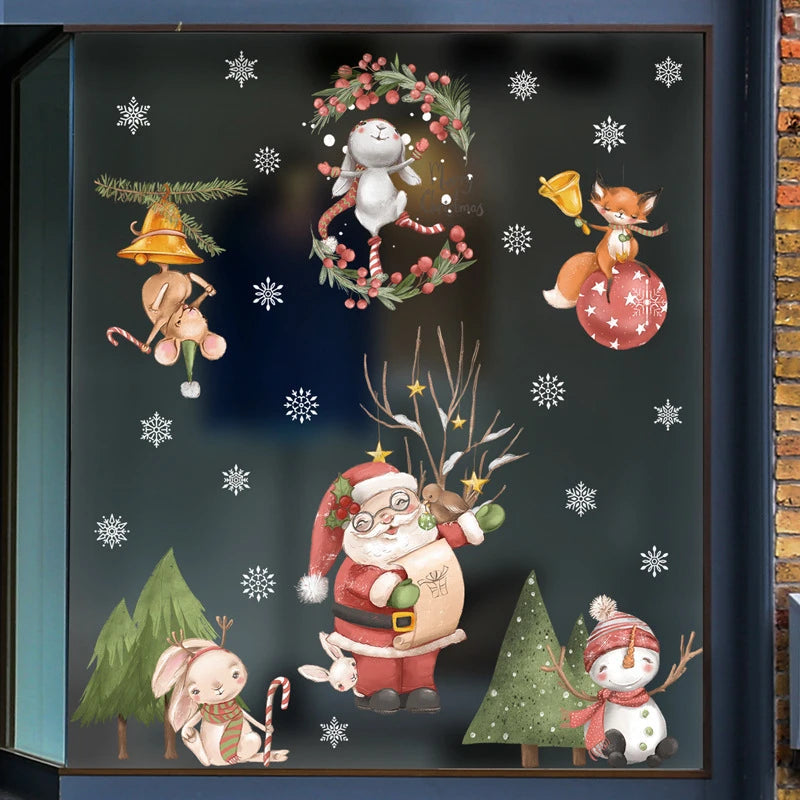 Festive Cartoon Window Stickers Set