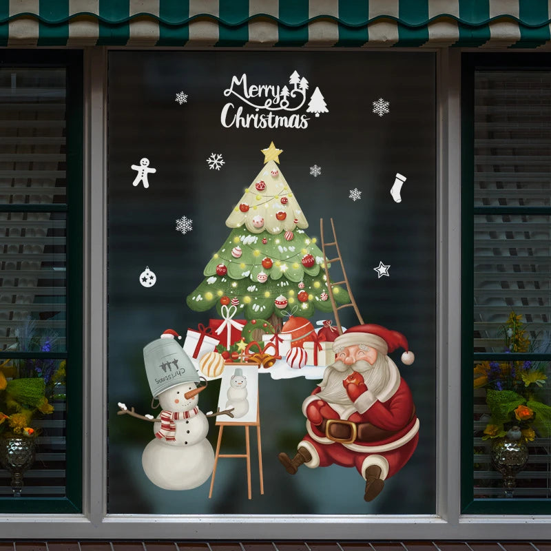 Festive Cartoon Window Stickers Set