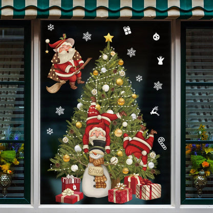 Festive Cartoon Window Stickers Set