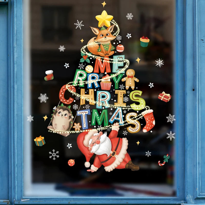 Festive Cartoon Window Stickers Set