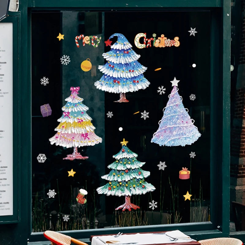 Festive Cartoon Window Stickers Set