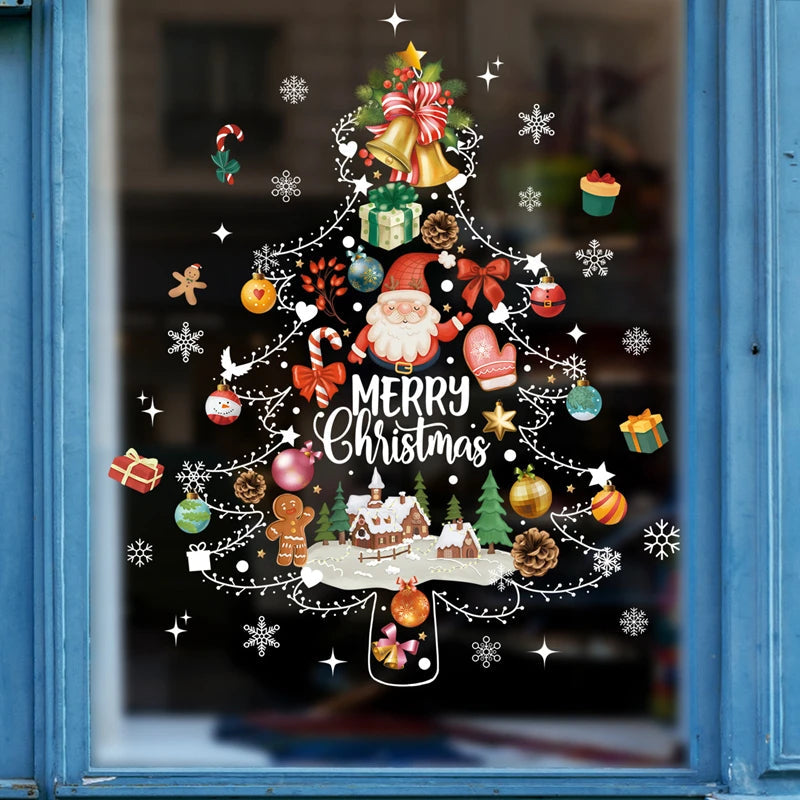 Festive Cartoon Window Stickers Set