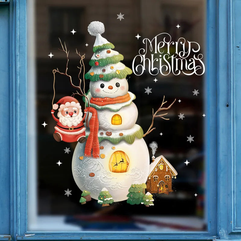 Festive Cartoon Window Stickers Set