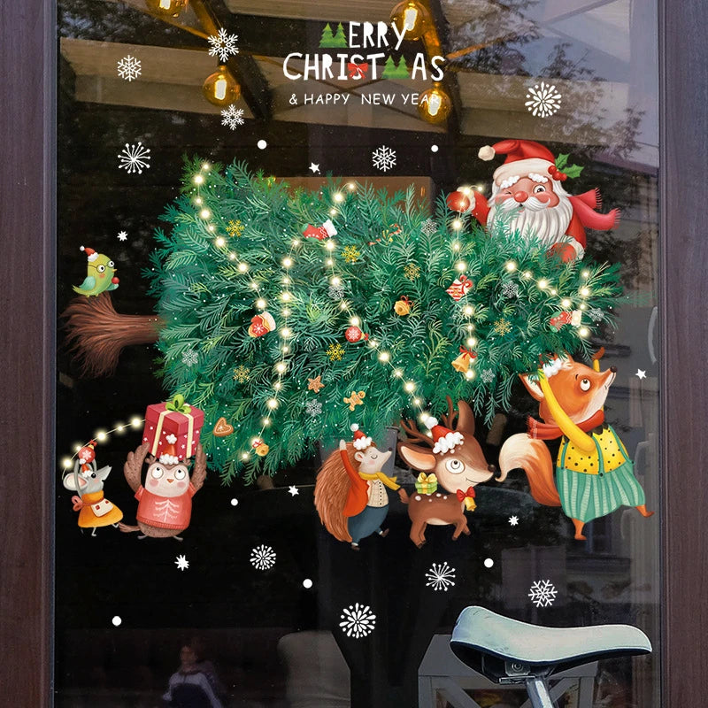 Festive Cartoon Window Stickers Set