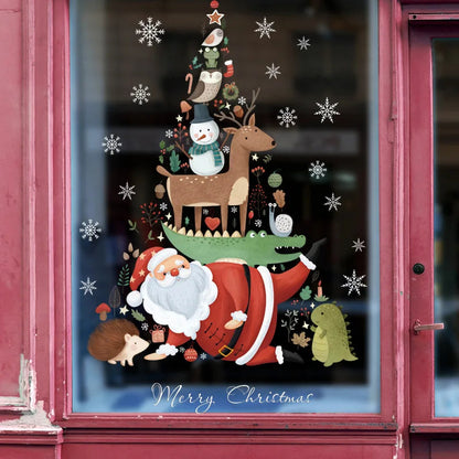 Festive Cartoon Window Stickers Set