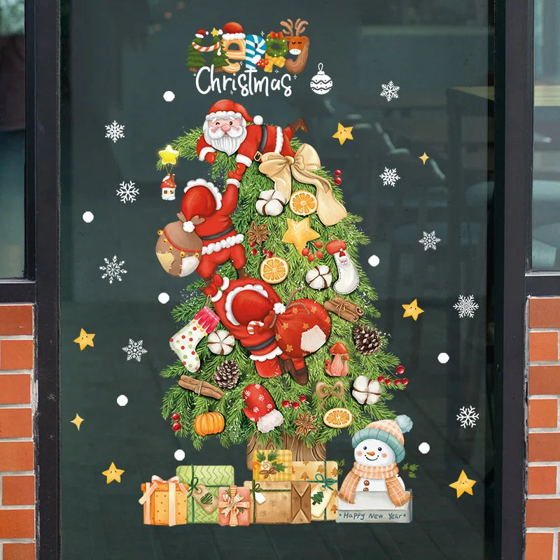 Festive Cartoon Window Stickers Set