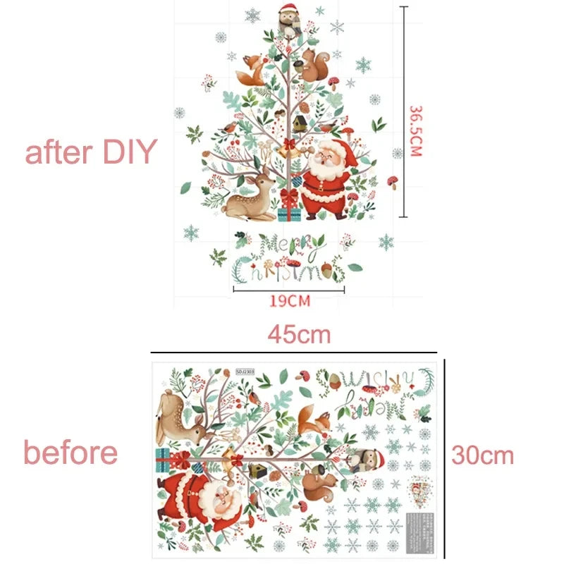 Festive Cartoon Window Stickers Set