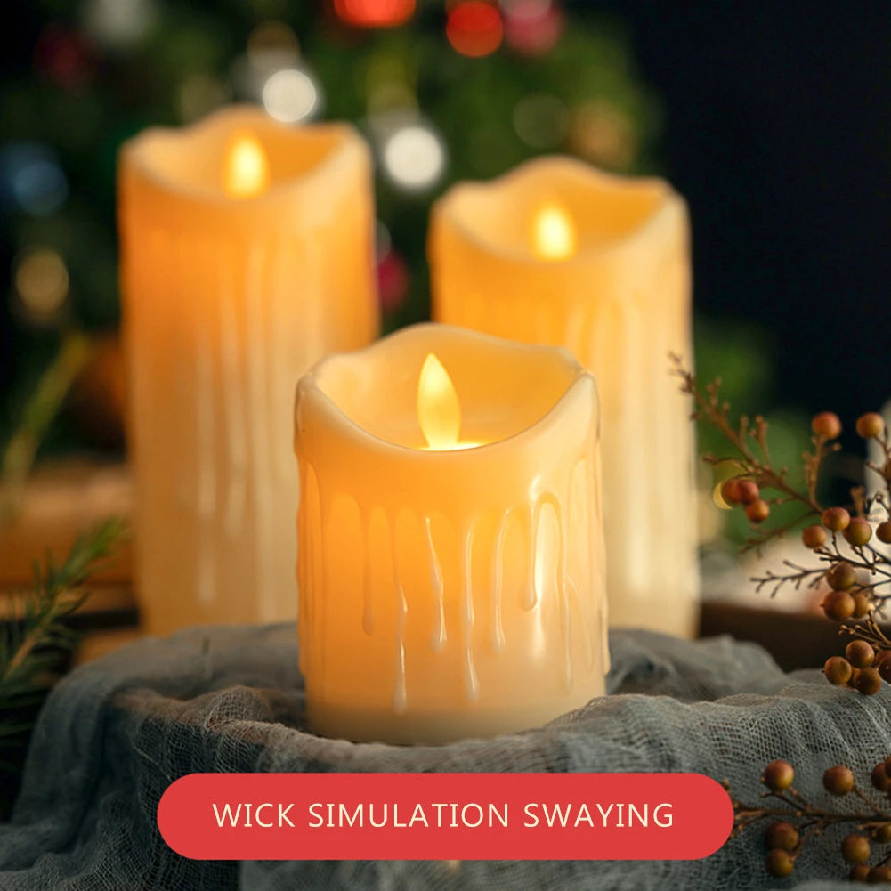 Flameless Flickering LED Pillar Candles