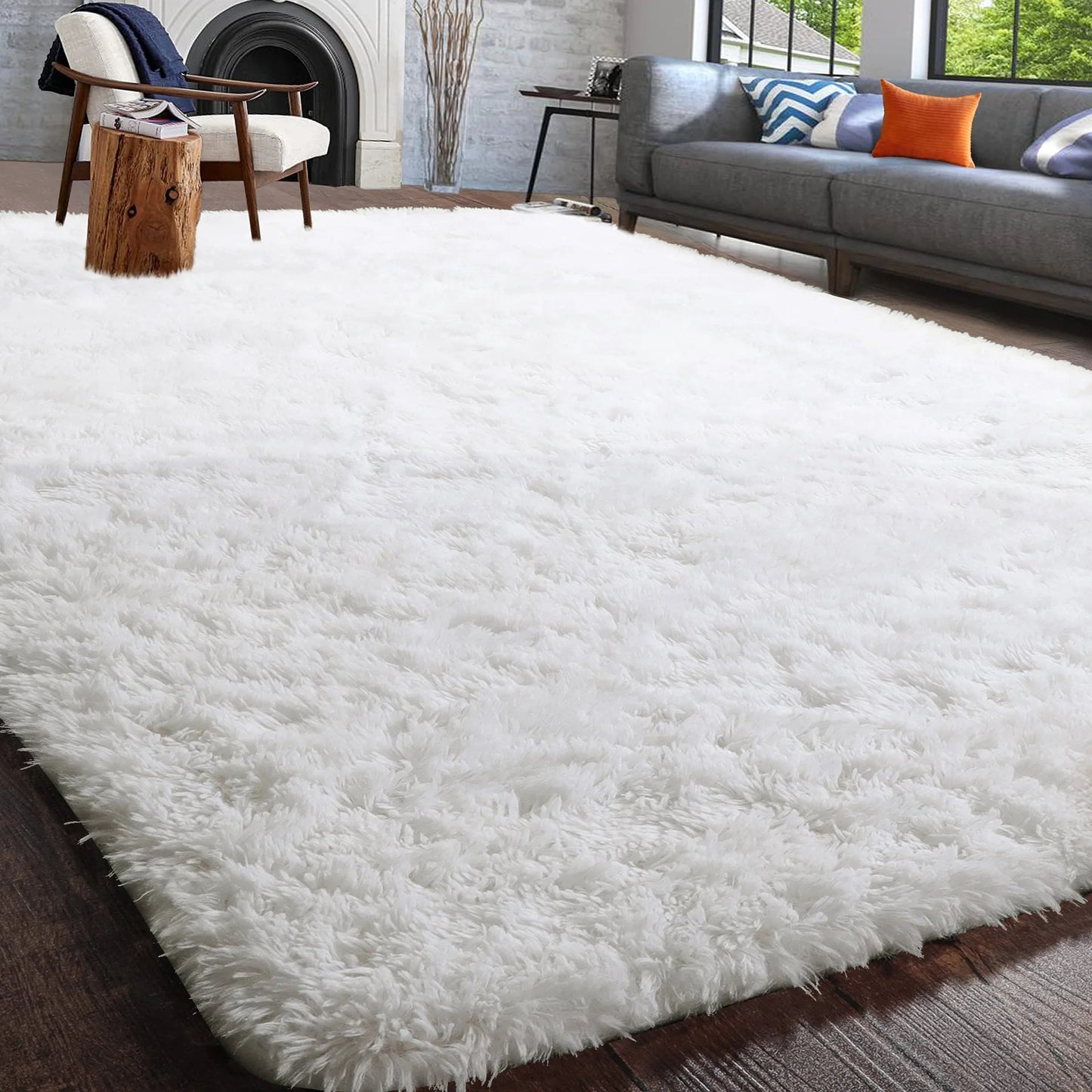 Fluffy Beige Shaggy Carpet for Bedrooms