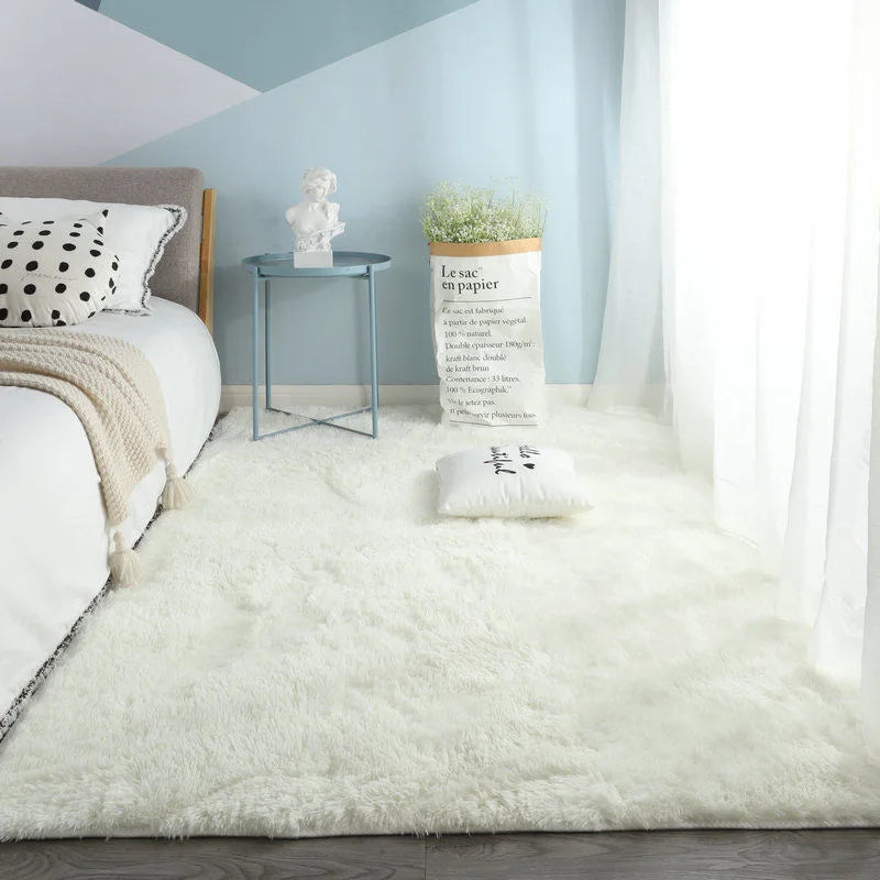 Fluffy Beige Shaggy Carpet for Bedrooms