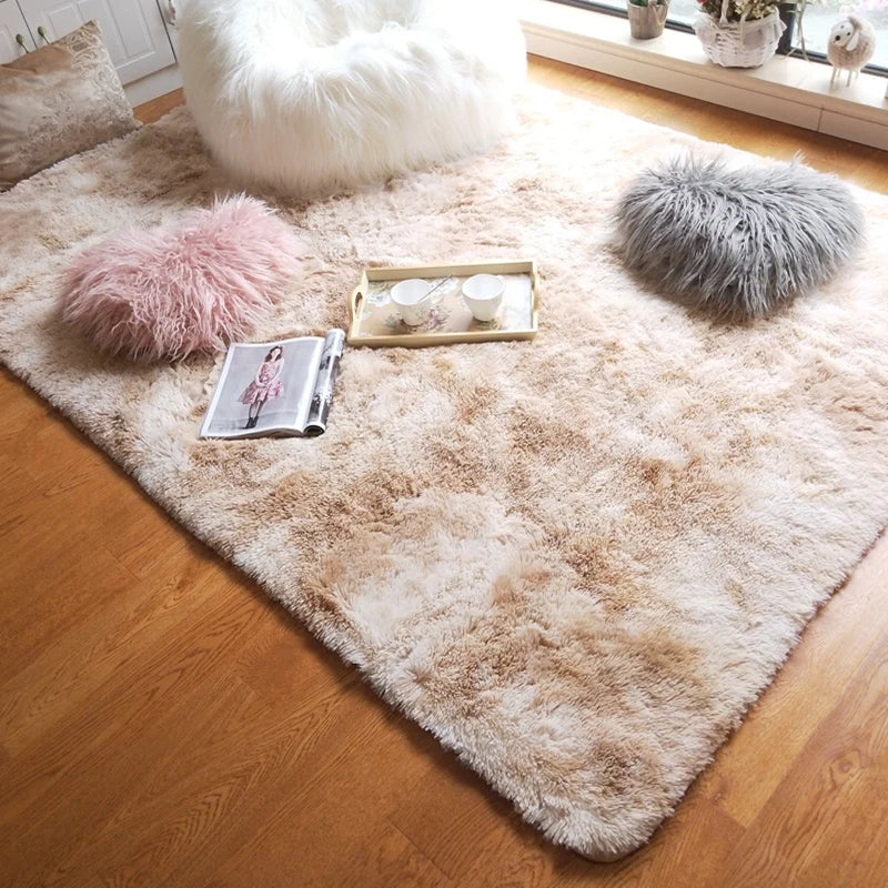 Fluffy Beige Shaggy Carpet for Bedrooms