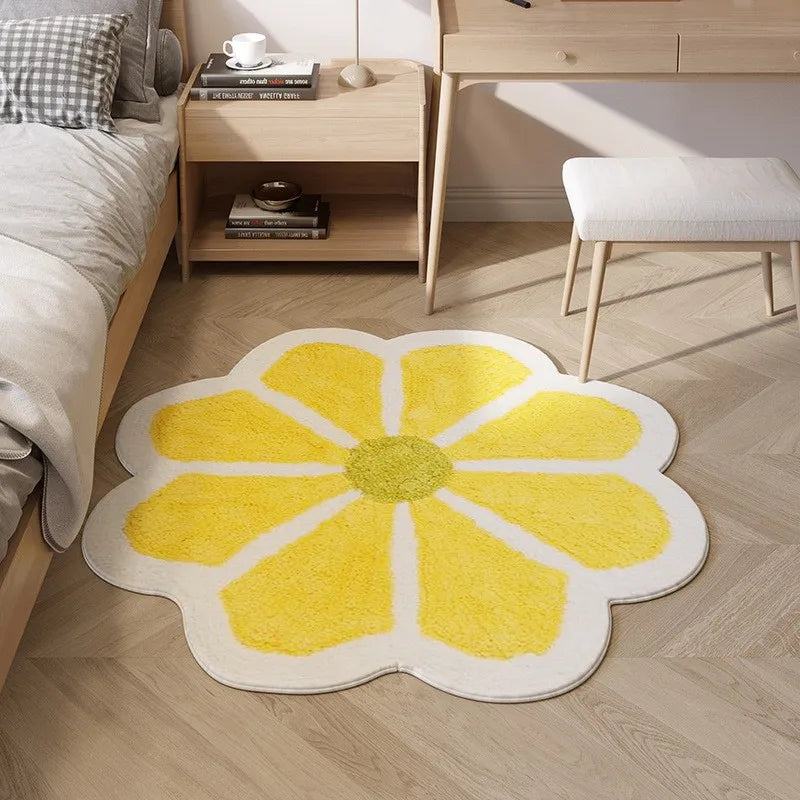 Fluffy Round Floral Plush Rug