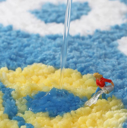 Fluffy Round Floral Plush Rug