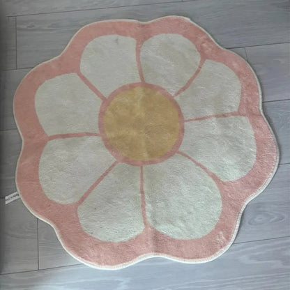 Fluffy Round Floral Plush Rug