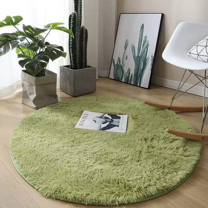 Fluffy White Round Carpet Mat