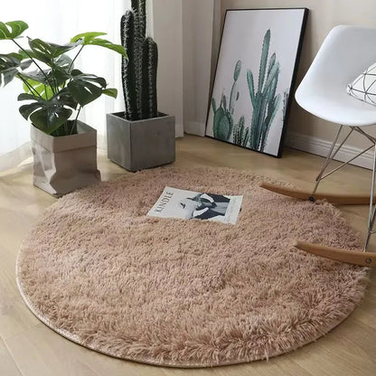 Fluffy White Round Carpet Mat