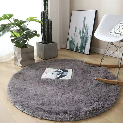 Fluffy White Round Carpet Mat