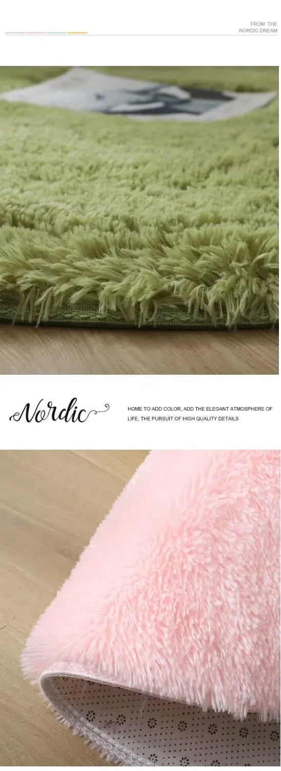 Fluffy White Round Carpet Mat