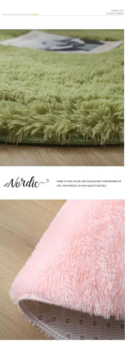 Fluffy White Round Carpet Mat