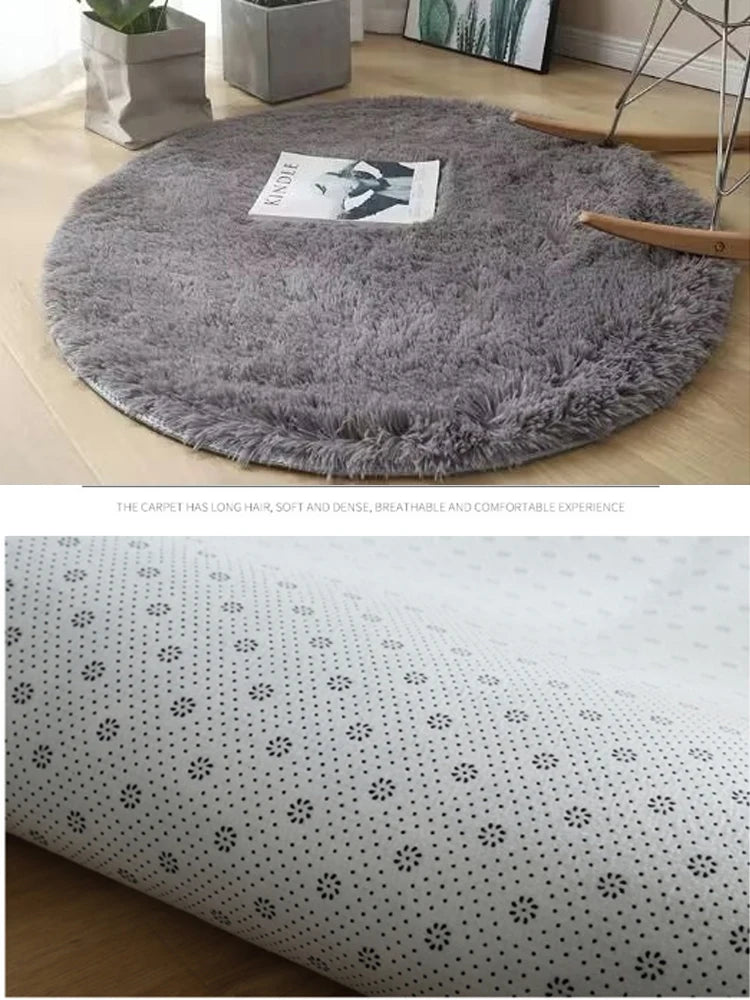 Fluffy White Round Carpet Mat