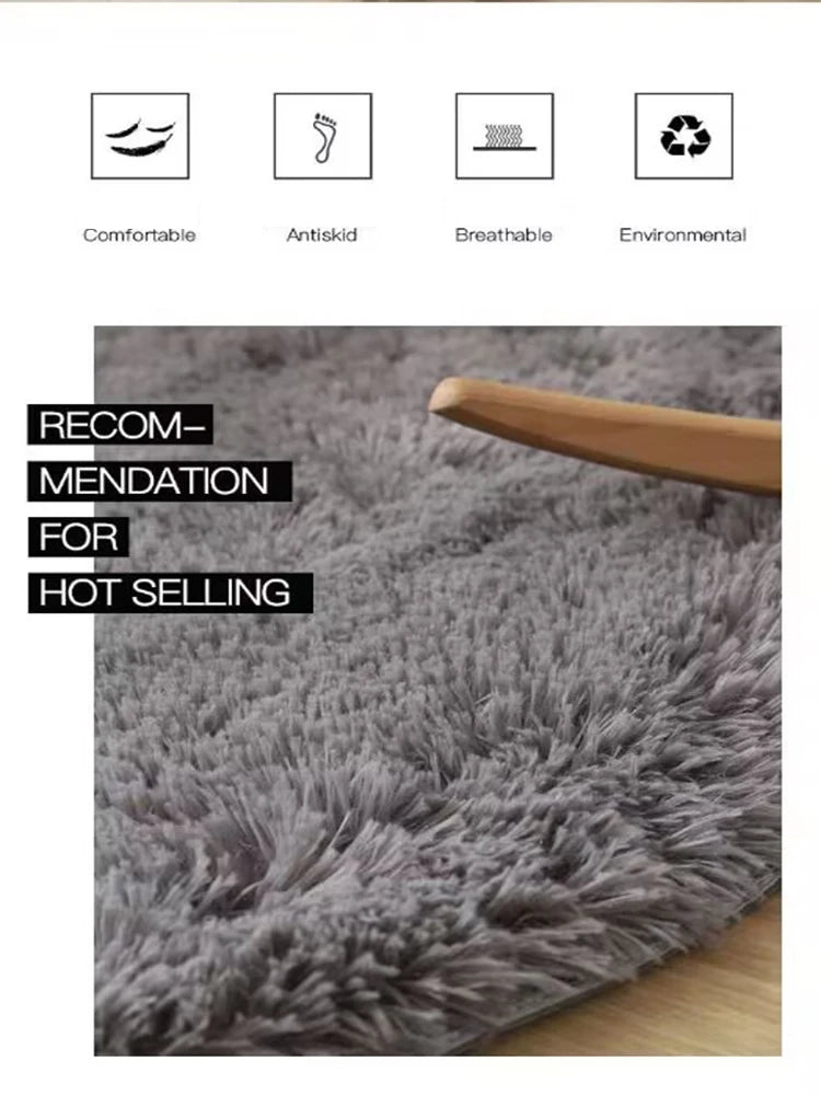 Fluffy White Round Carpet Mat