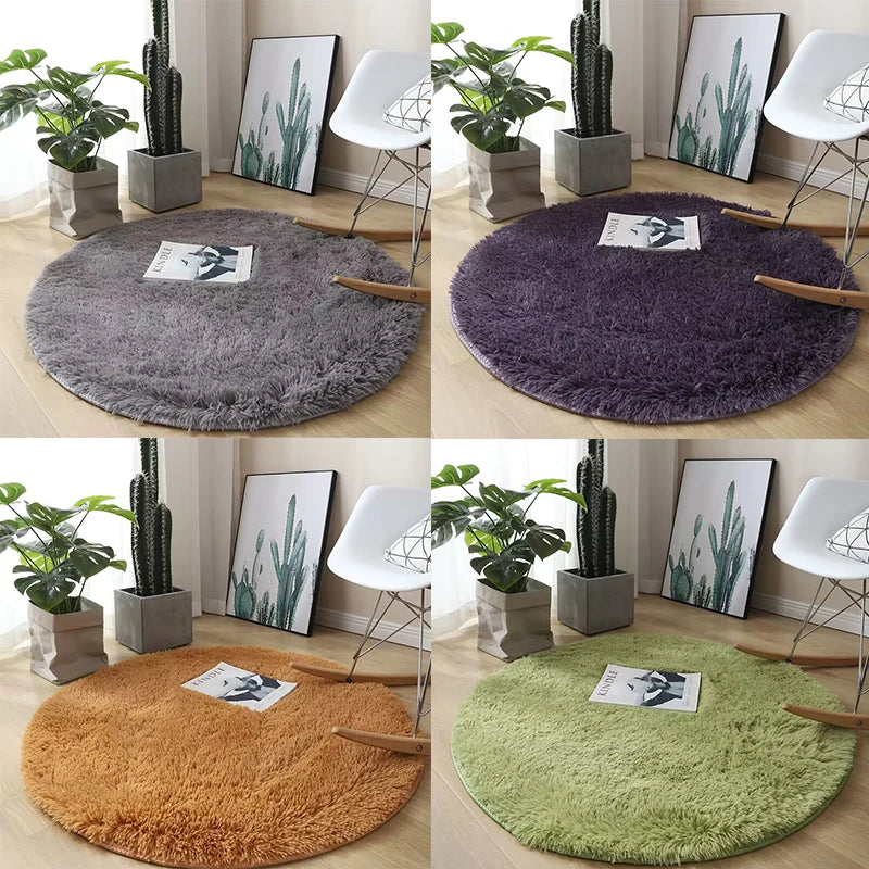 Fluffy White Round Carpet Mat