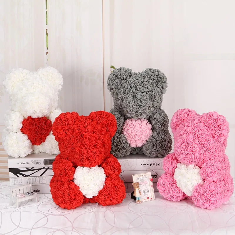 Foam Rose Teddy Bear Decorations