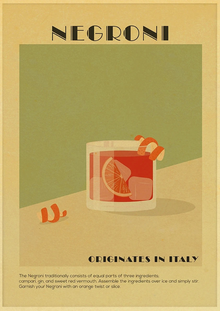 Frameless Cocktail Wall Art Poster