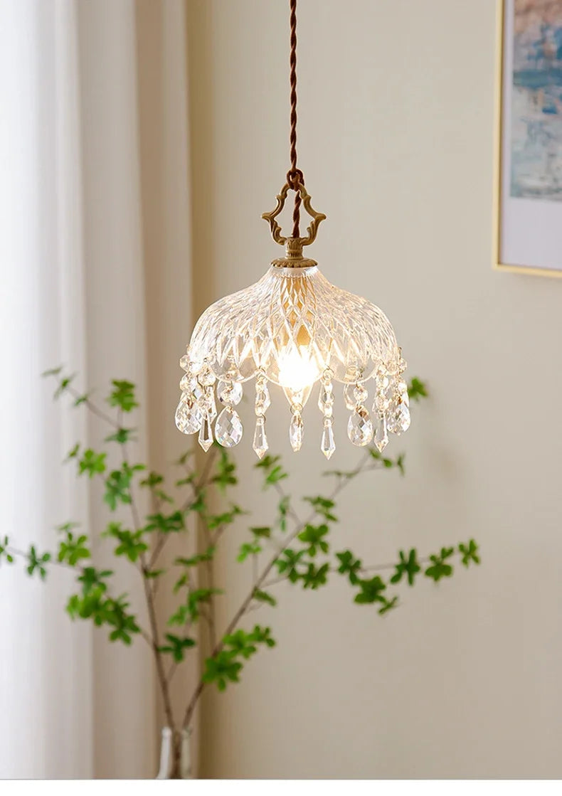 French Retro Glass Chandelier Lamp