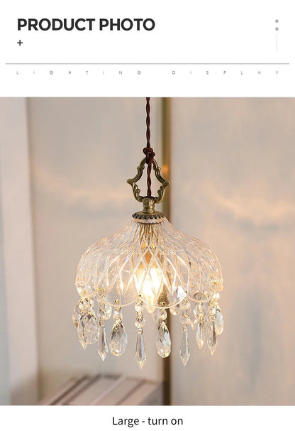 French Retro Glass Chandelier Lamp