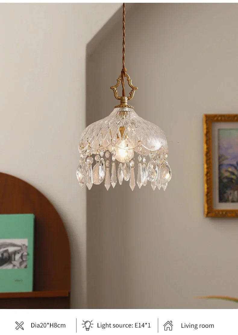 French Retro Glass Chandelier Lamp