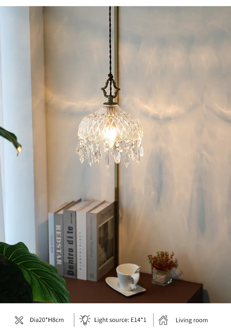 French Retro Glass Chandelier Lamp