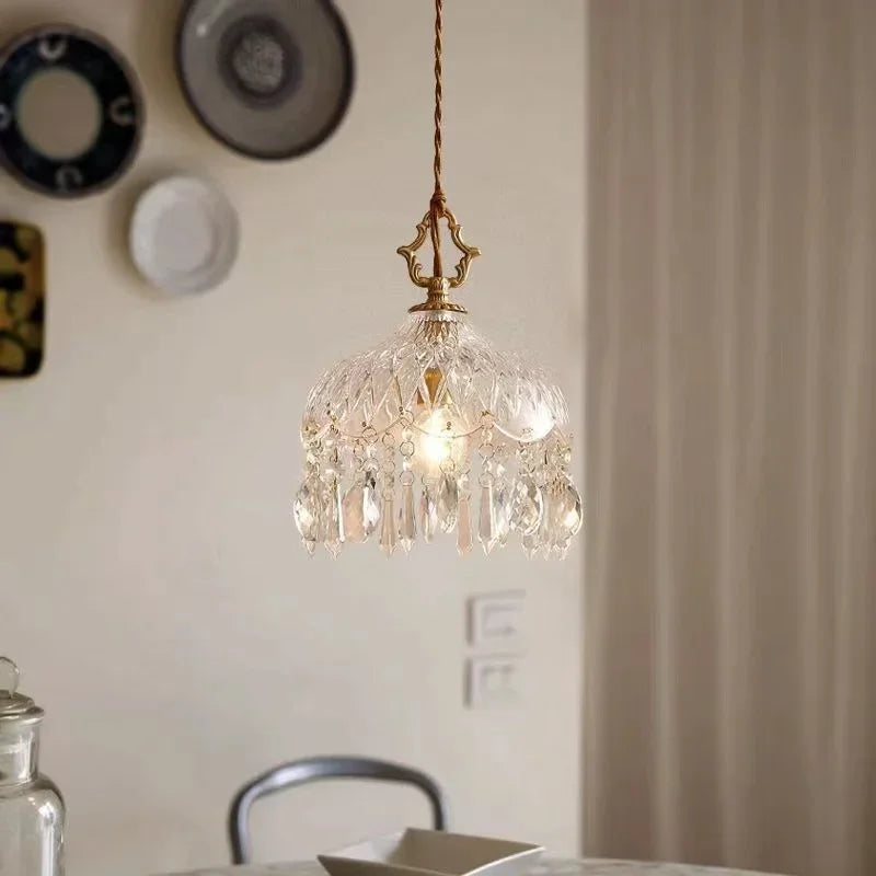 French Retro Glass Chandelier Lamp