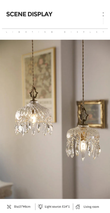 French Retro Glass Chandelier Lamp