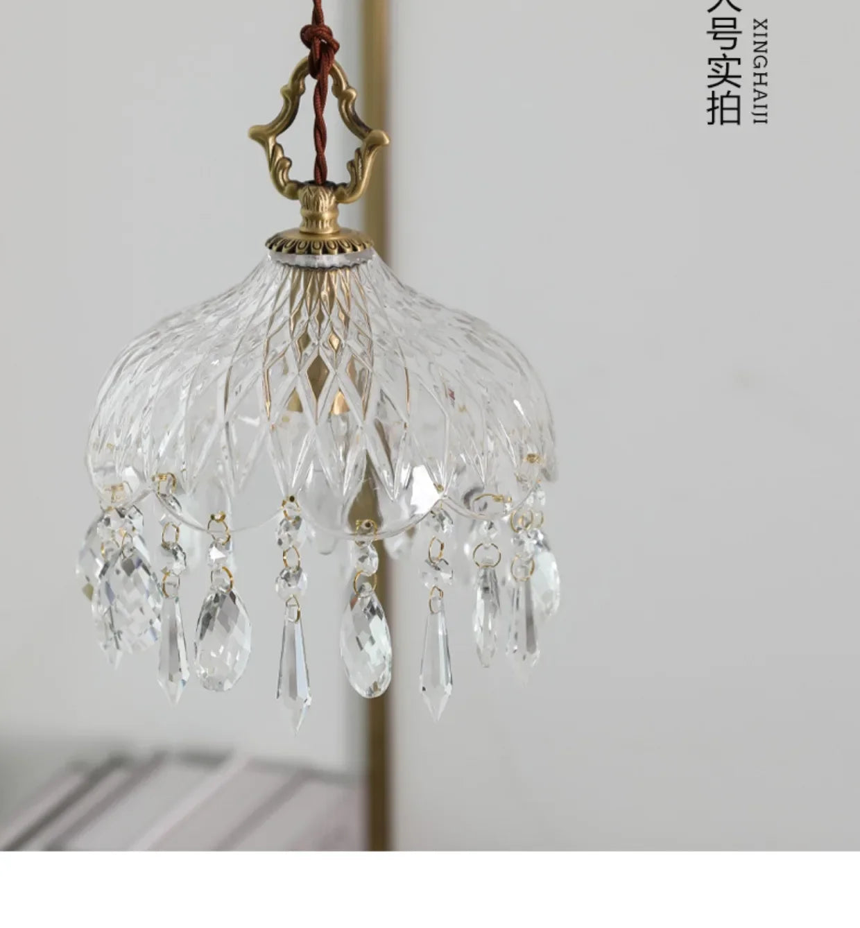 French Retro Glass Chandelier Lamp